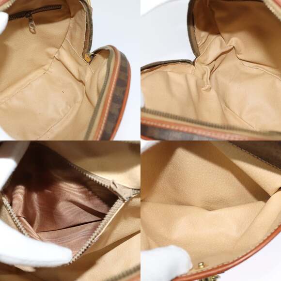 CELINE Macadam Canvas Shoulder Bag Pvc Leather Brown Gold - Picture 12 of 13